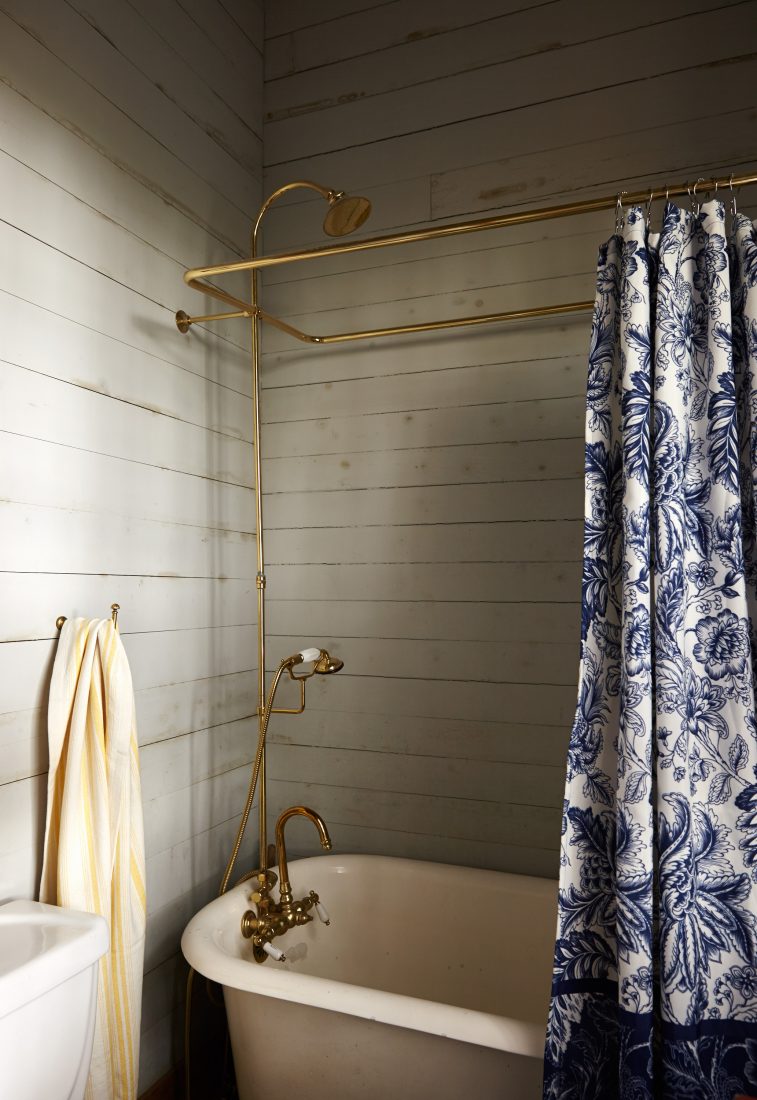 Blue floral shower curtain