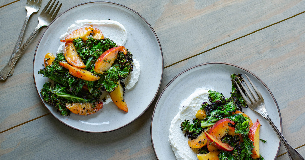 Grilled Kale, Ricotta and Peaches: Summer Salad Recipe – Garden & Gun