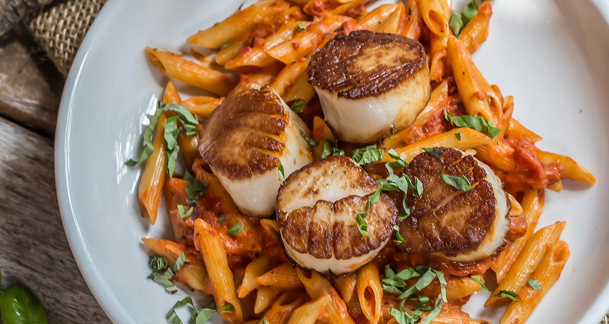 Scallops Over Penne With Vodka Sauce Garden And Gun