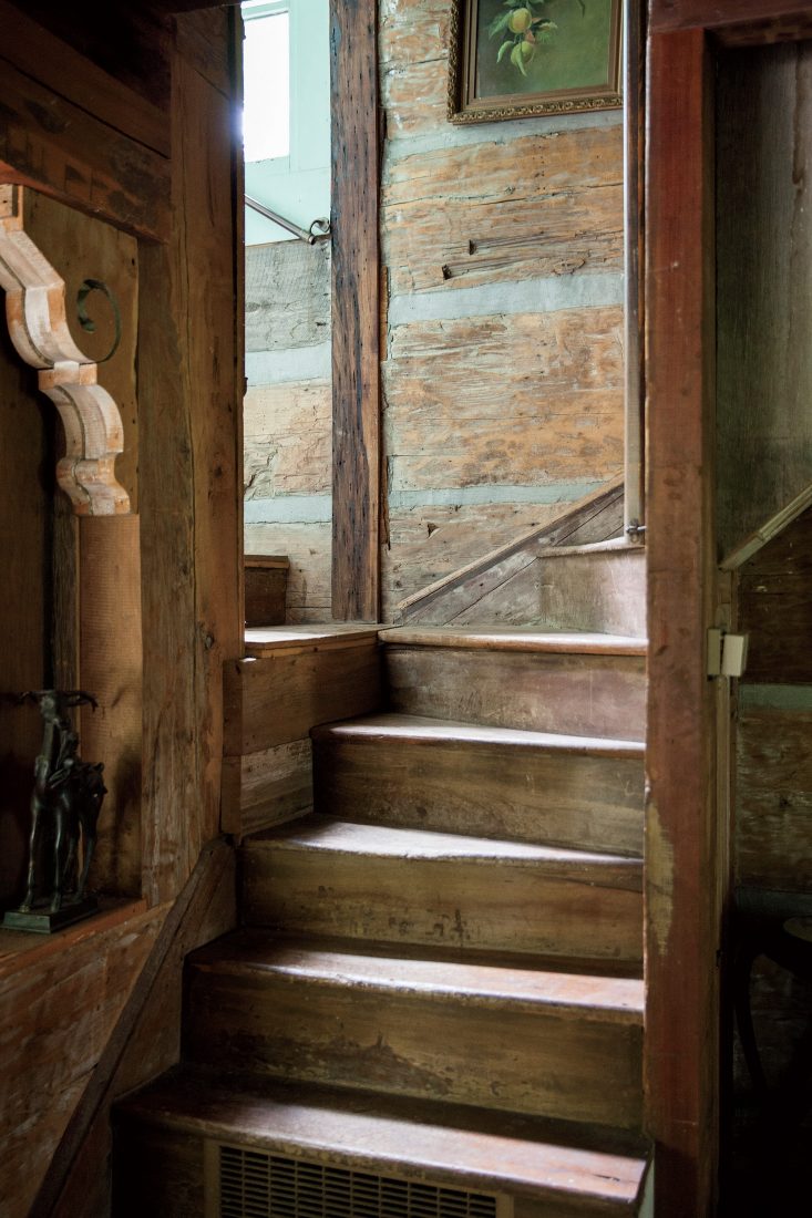 A staircase in the main house, made of antebellum poplar.