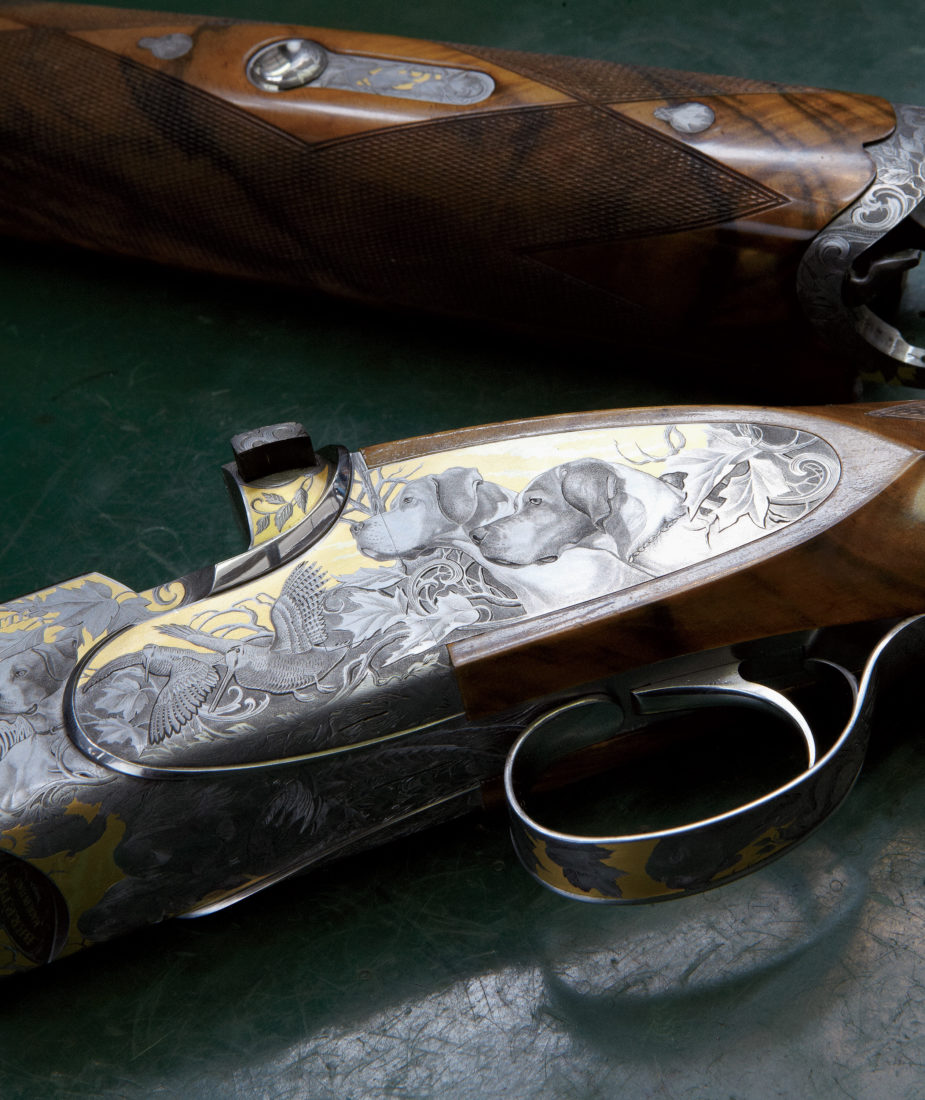 A Beretta SO Sparviere, with more than six hundred hours' worth of engraving.