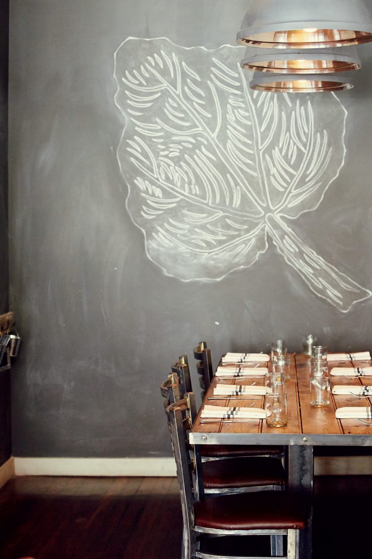The dining room at Rhubarb.