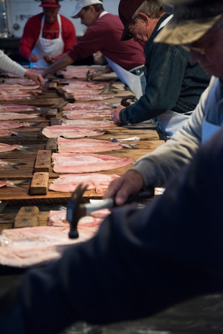 The Wakefield Shad Planking’s roots reach back to the early 1930s, when a group of men gathered to cook shad on wooden planks along the James River.