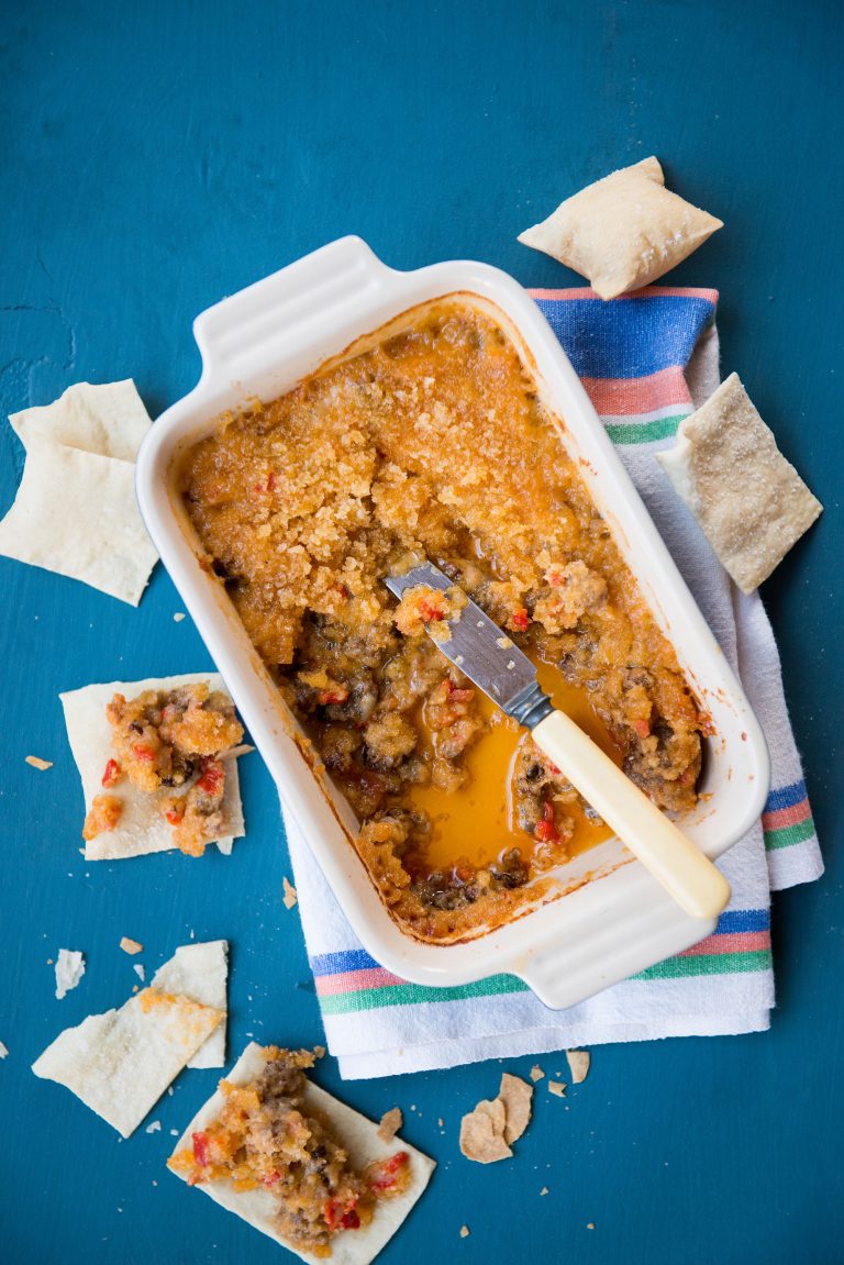 Vivian Howard’s Baked Pimento Cheese and Sausage Garden & Gun