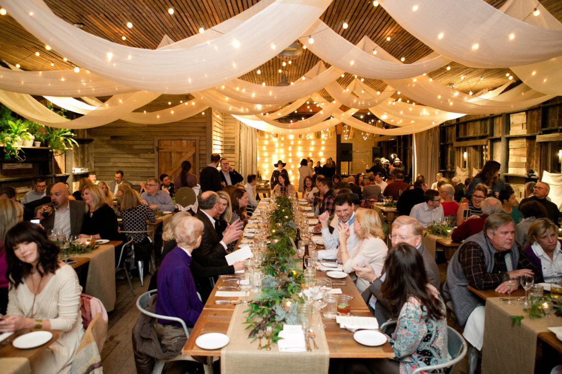 Guests enjoy a four-course meal with wine pairings from Jean Farris Winery in Lexington, Kentucky.