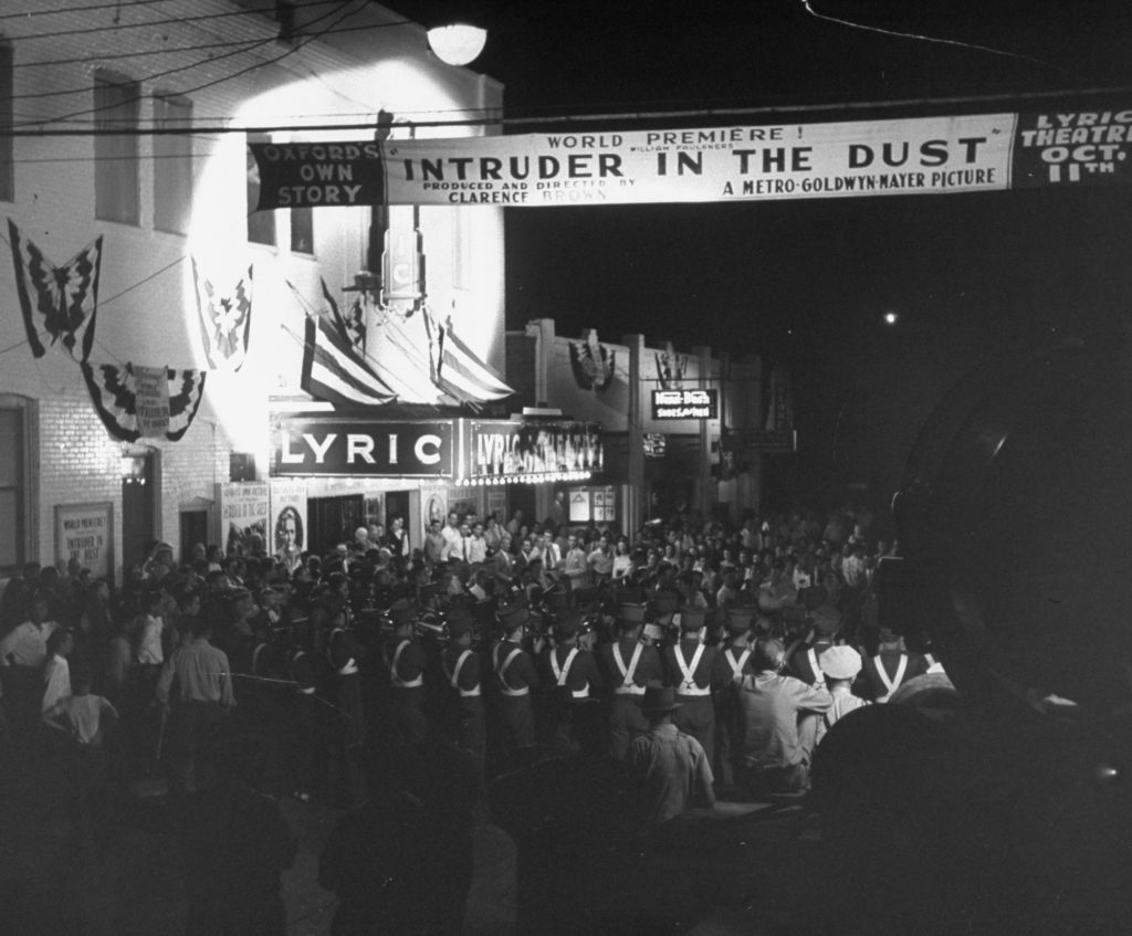 The 1949 premiere of Intruder in the Dust, based on Faulkner's novel and held in Oxford, Mississippi.