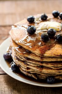 Buckwheat cakes with blueberries at the Pancake Shop.