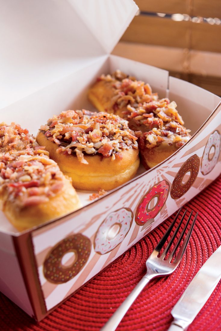 Bacon-topped doughnuts at Mojo.