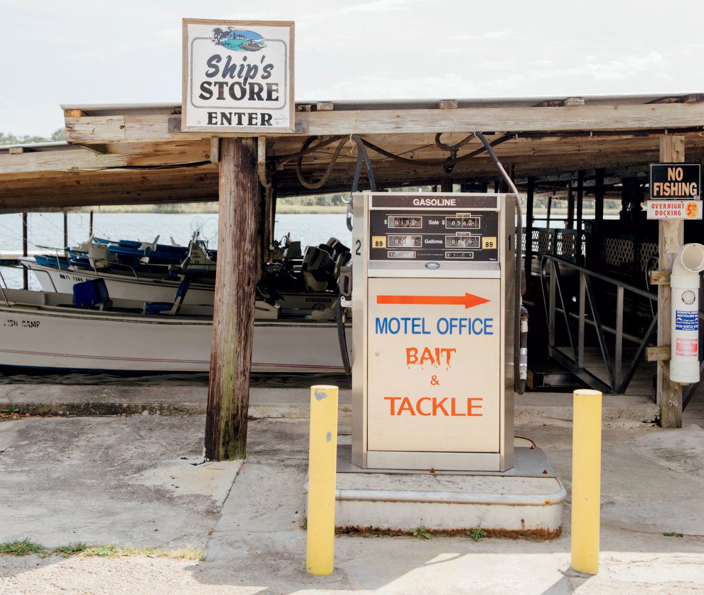 Old No Fishing from Dock Area Orig Adv Sign Bait Shop Lakeside