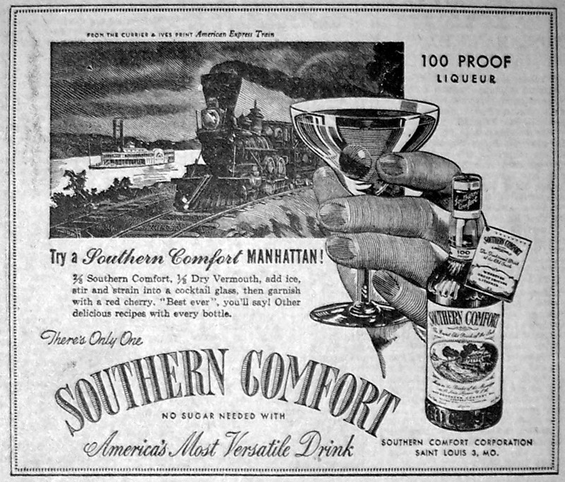 Пару постеров старой рекламы алкоголя. Ликер Southern Comfort. История,Алкоголь,Ликеры,Реклама