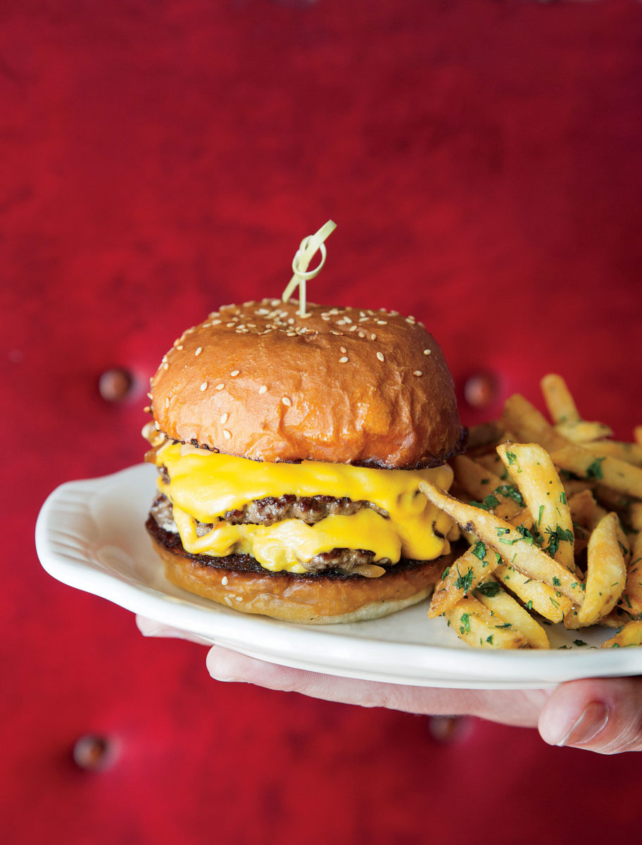 A burger on a plate