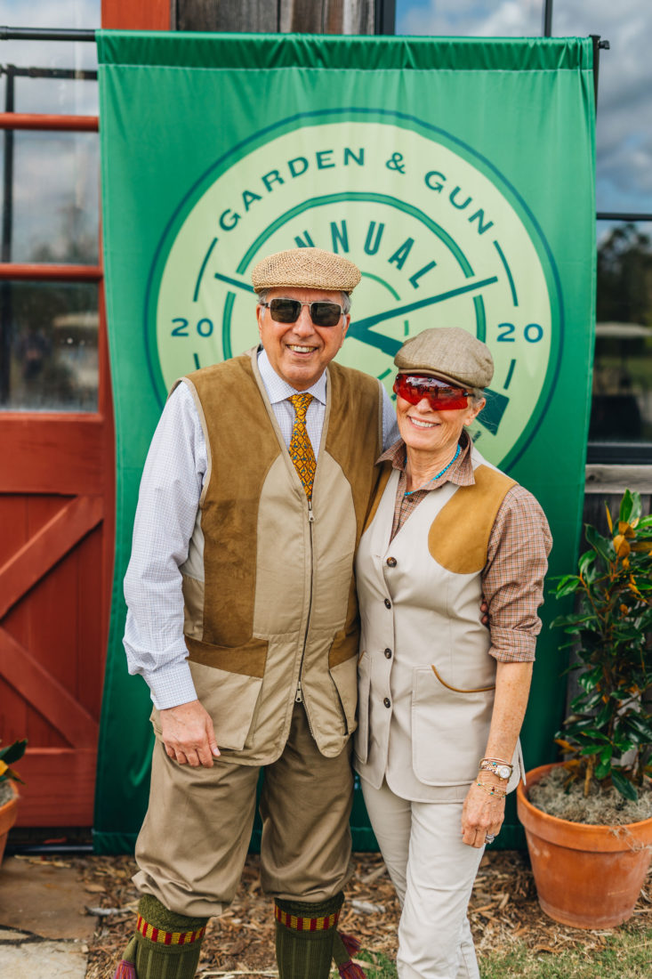 Joseph and Kate Tradd gear up for the eighth annual G&G Shoot at Reynolds Lake Oconee.