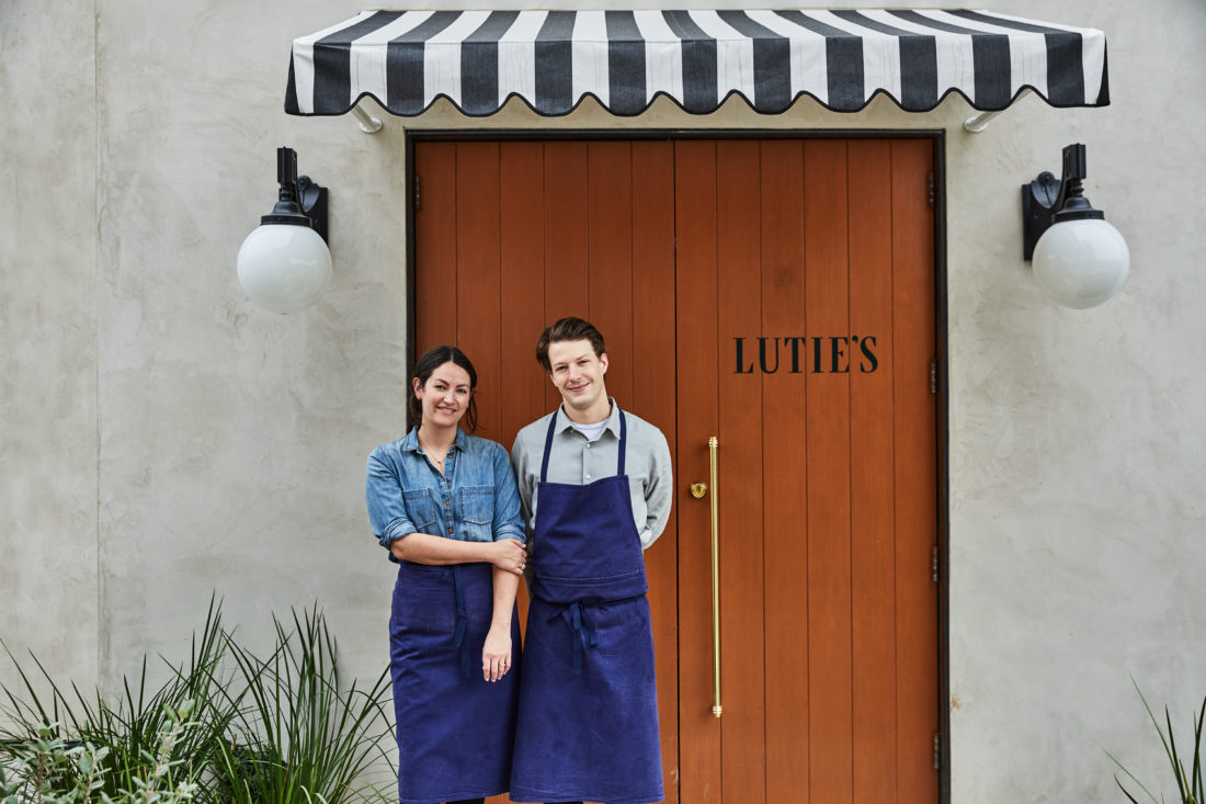 Executive chef Bradley Nicholson and his wife, executive pastry chef Susana Querejazu, outside Lutie’s. 