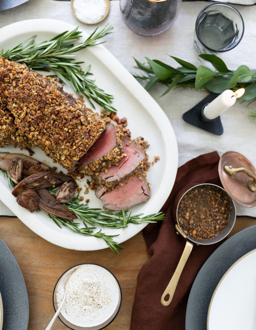 Pecan-Crusted Beef Tenderloin with Horseradish-Pecan Sauce