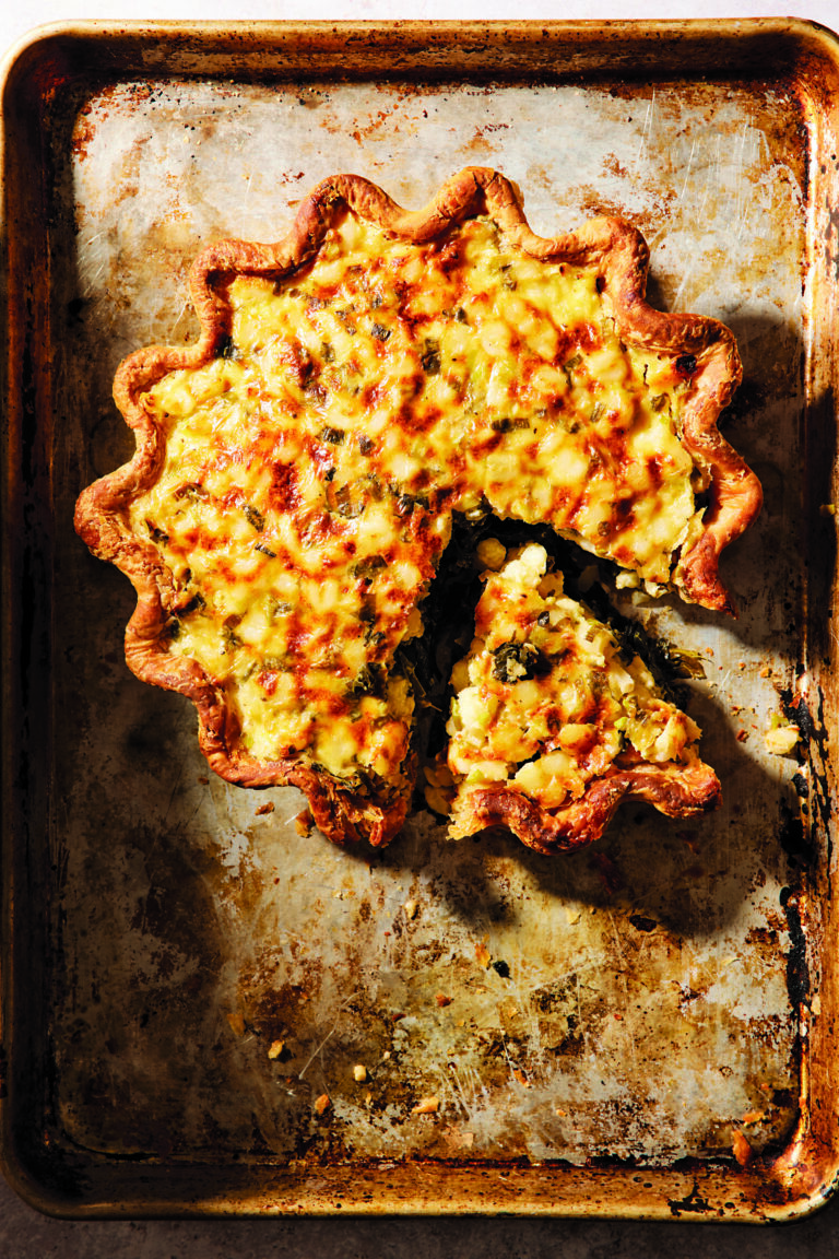 Savory Baking Hominy and Greens Pie Garden & Gun