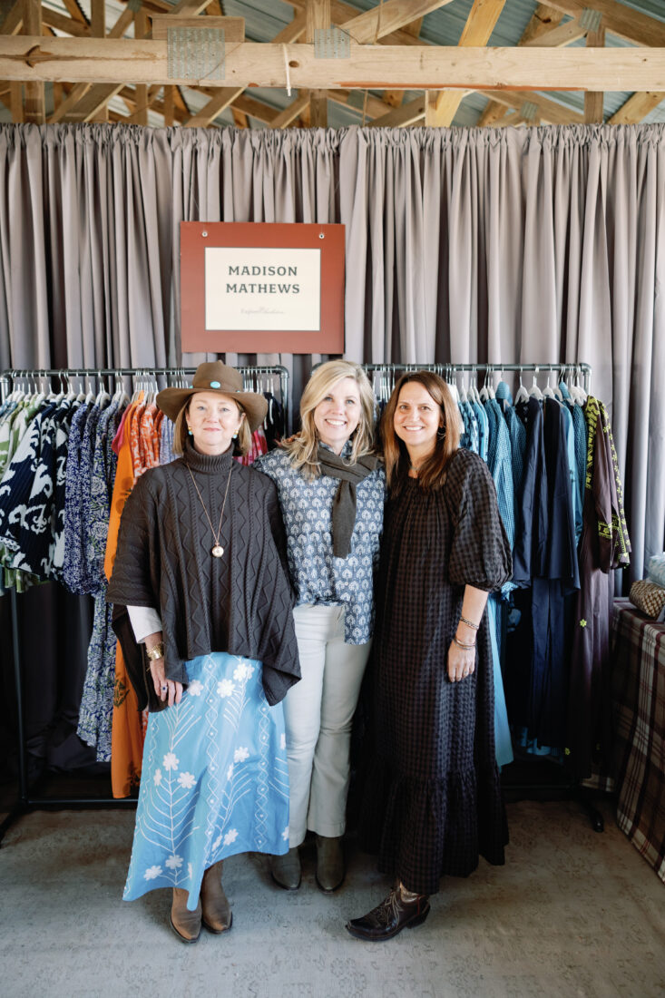 Ginger Howell, Caroline Chakeris, and Ashley Finnegan of Charleston clothier Madison Mathews.
