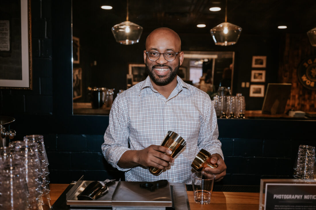 Joe Stinchcomb of Bar Muse in Oxford, Mississippi, serves Blade and Bow libations.