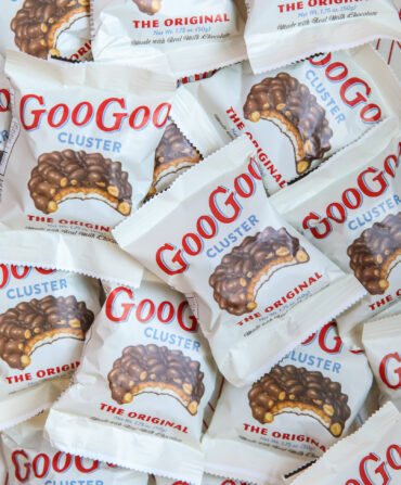 Goo Goo clusters with their packaging and red lettering.