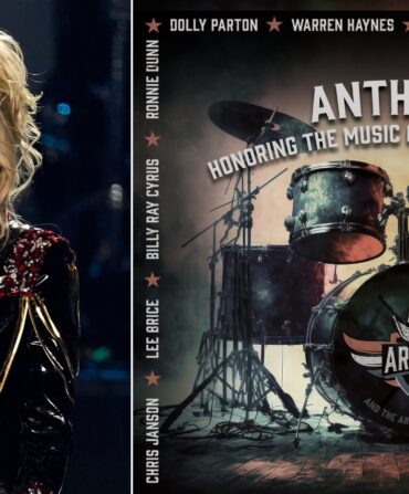 A composite image of Dolly Parton and an album for the Artemis Pyle Band