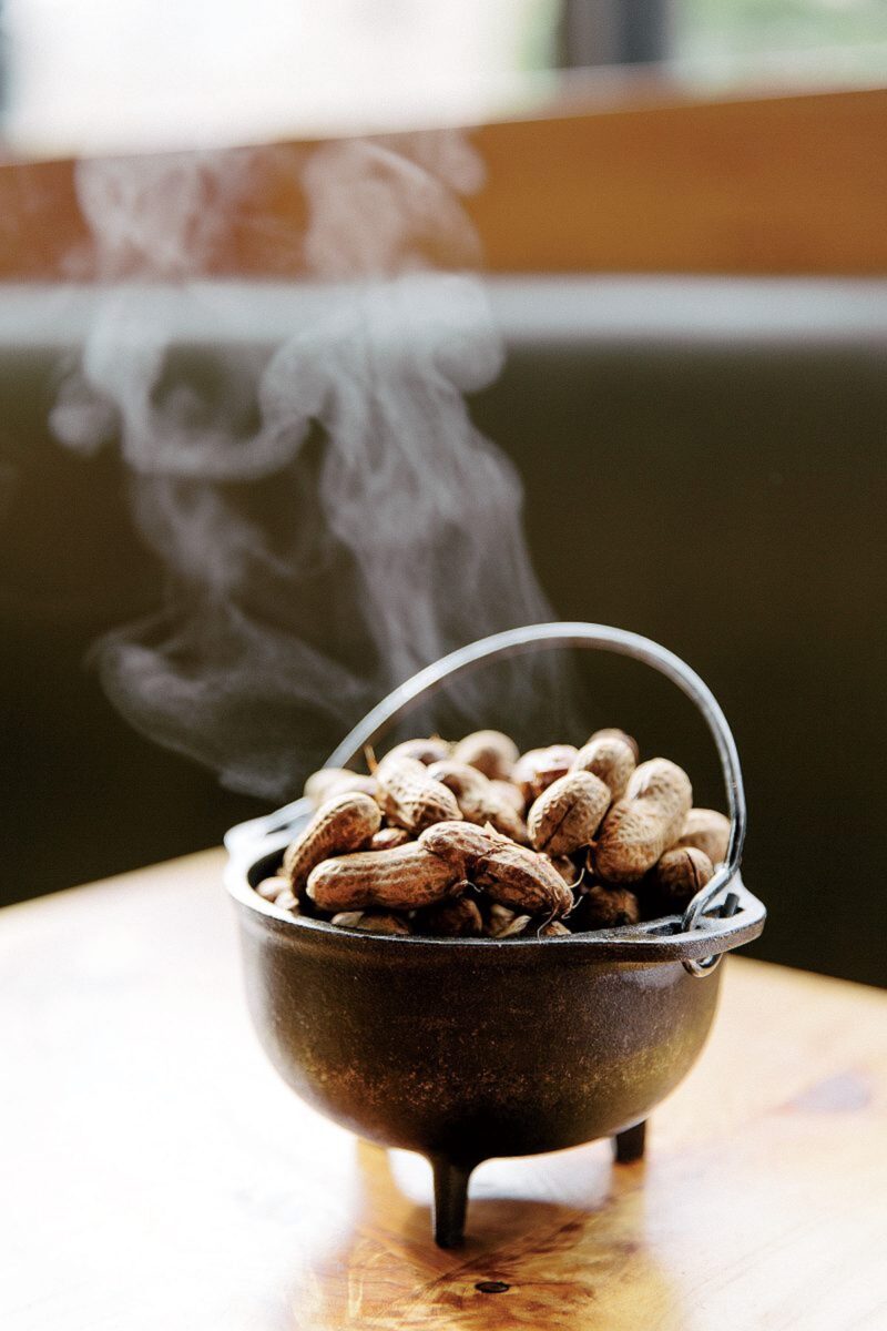 A bowl of steaming boiled peanuts