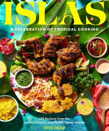 A bright cookbook with Carribean dishes