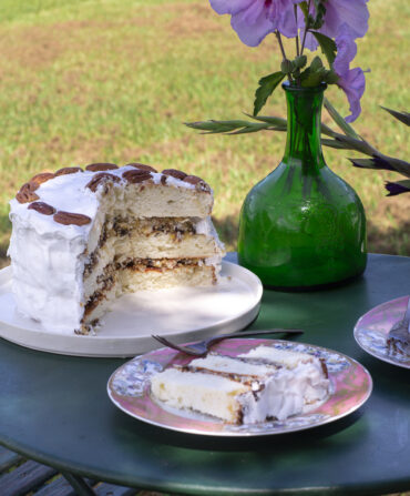 A plate of layered cake