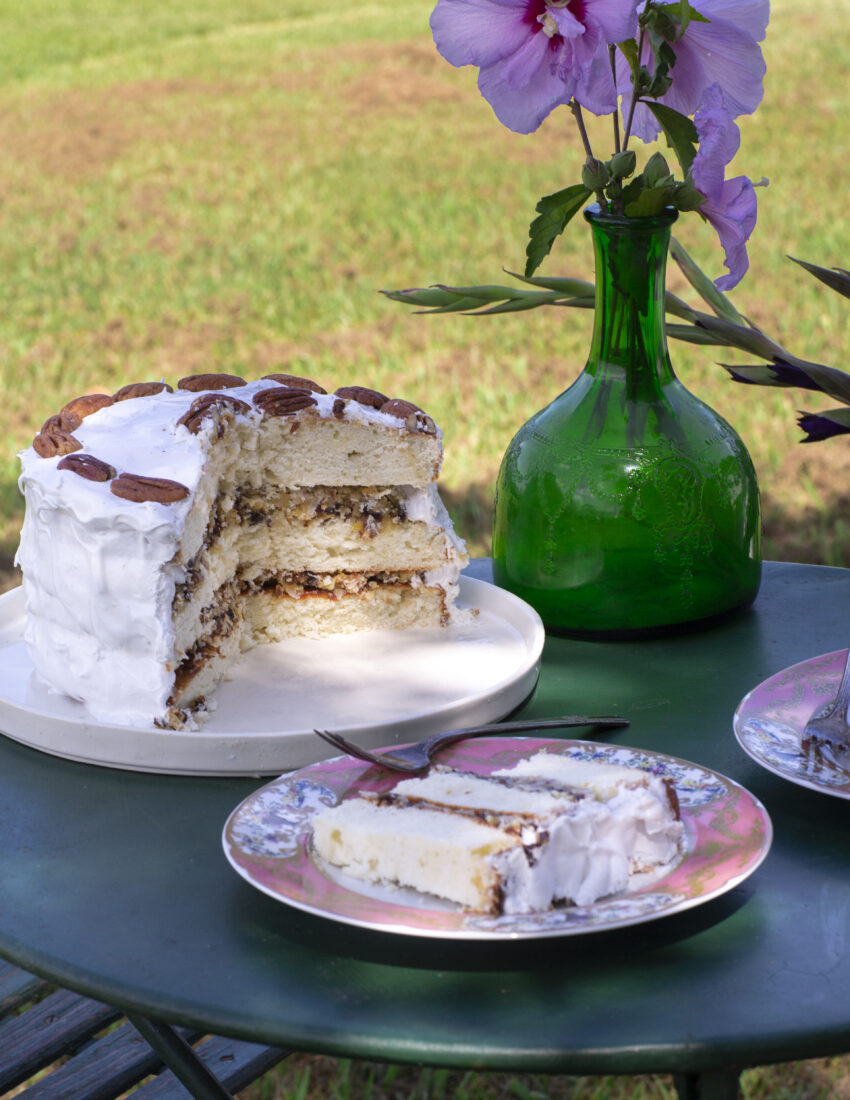 A plate of layered cake