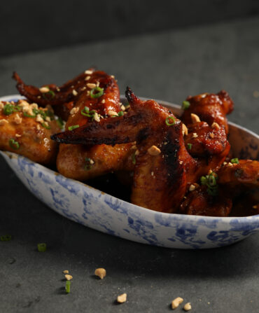 Chicken wings in a bowl.