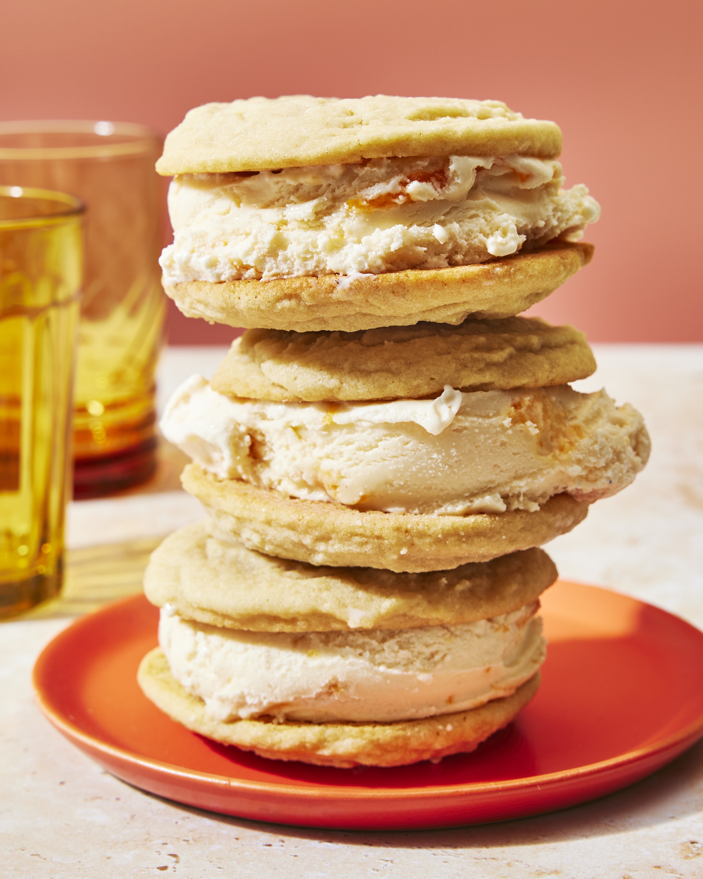 A Peach Ice Cream Sandwich, in the Style of Augusta National
