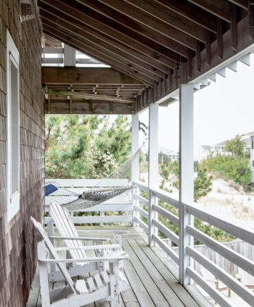 A wooden porch by the beach