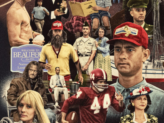 A collage of characters from Forrest Gump