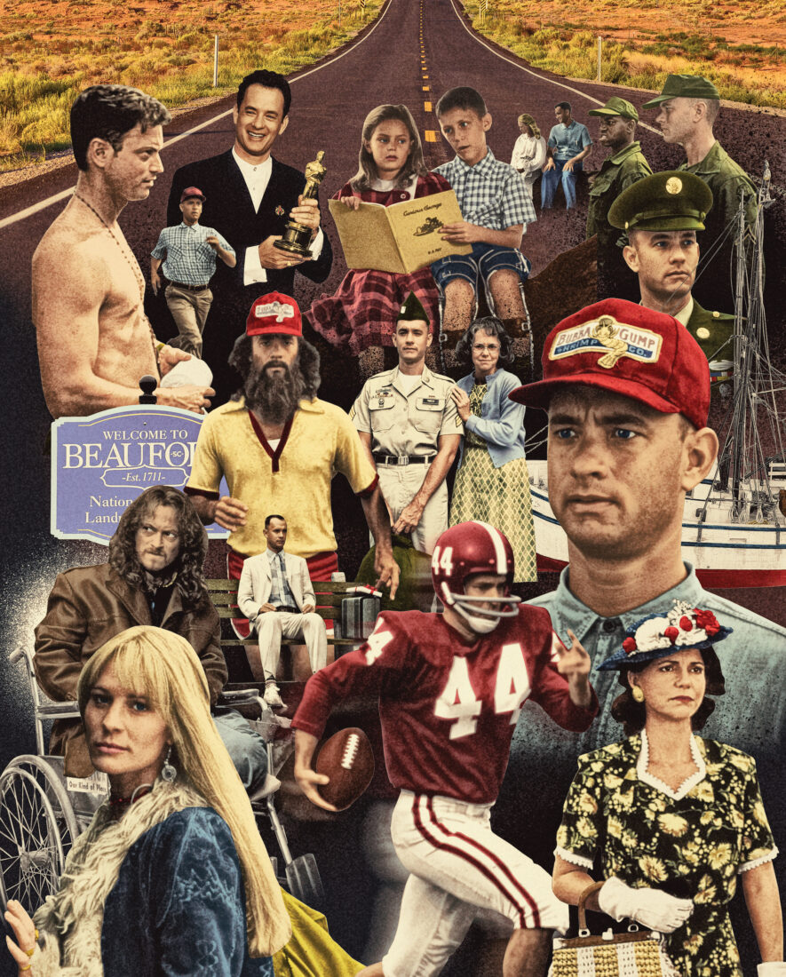 A collage of characters from Forrest Gump