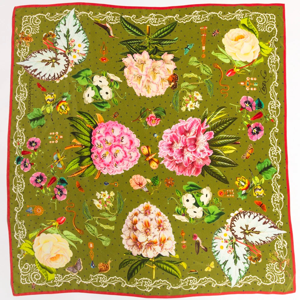 A floral green scarf