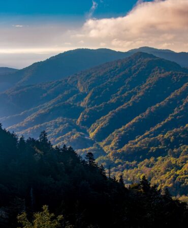 a landscape view of mountains