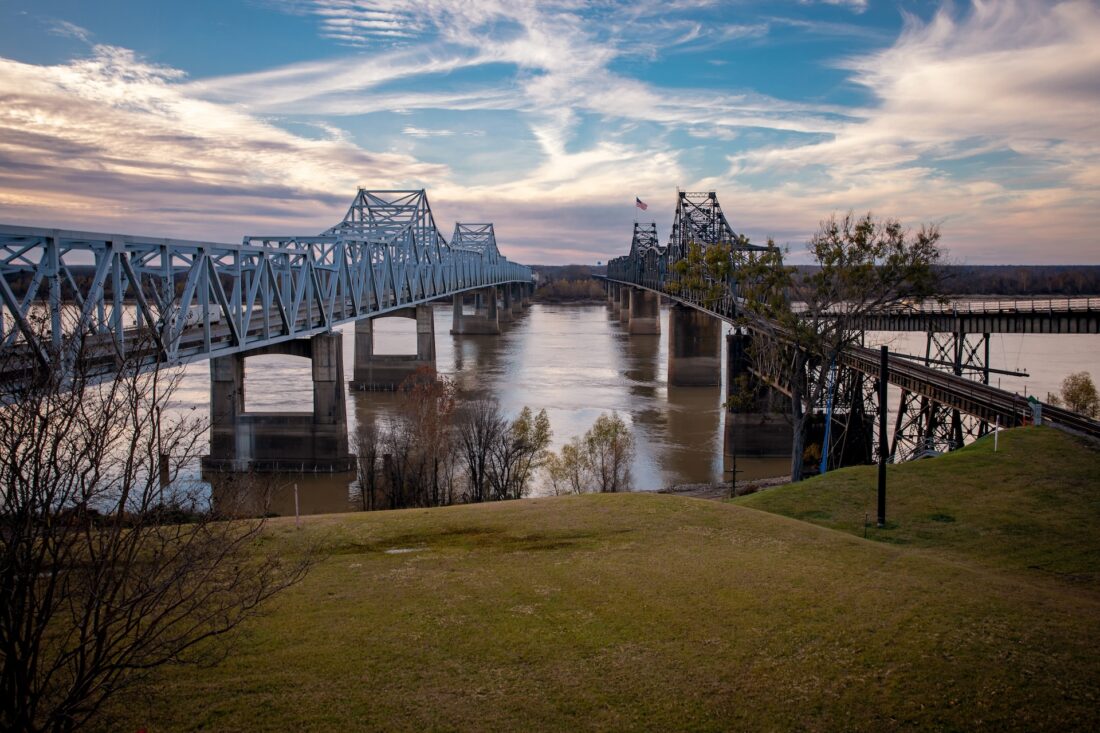 two bridges going over a river