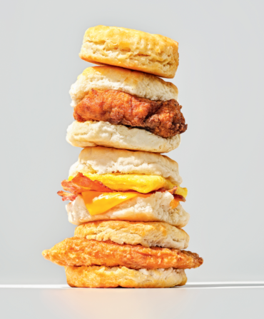 A stack of biscuit sandwiches