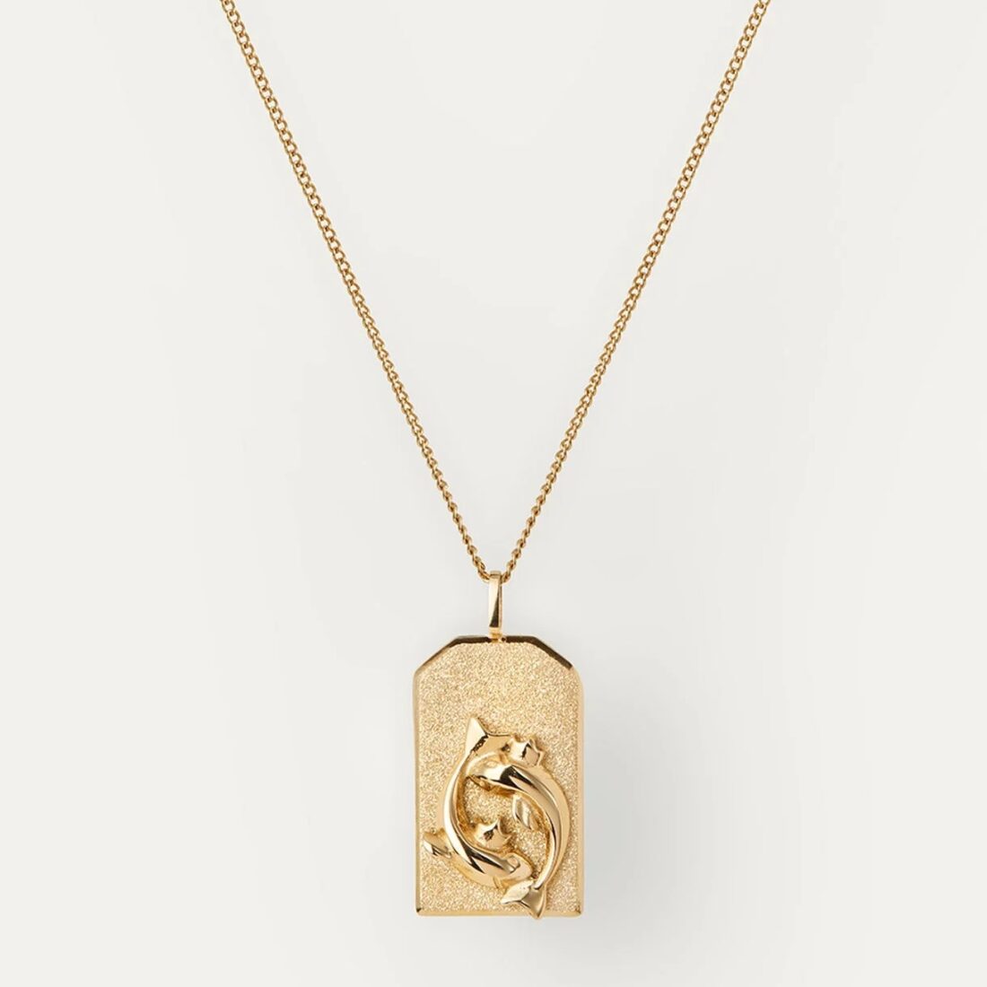 A necklace with gold fish