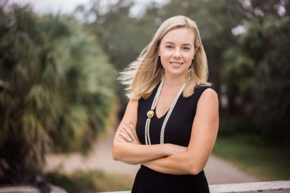 A portrait of a blonde woman