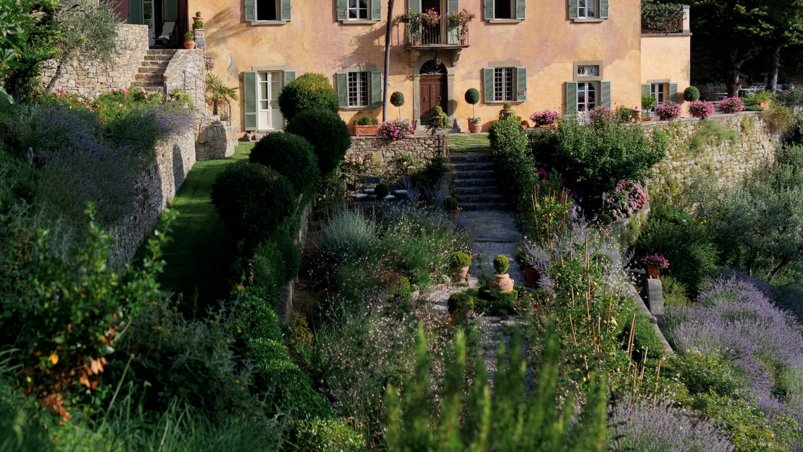 An Italian home with a lush garden