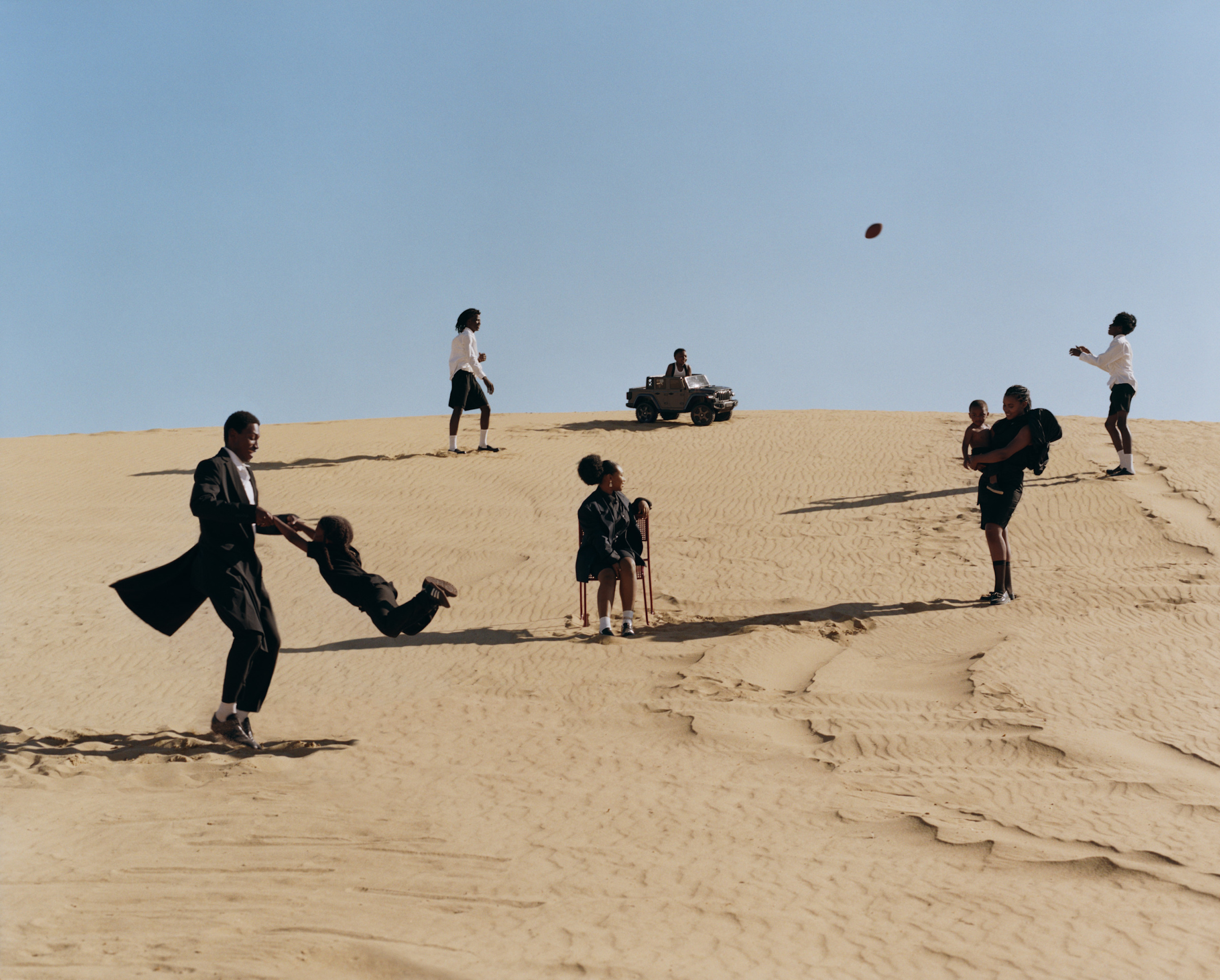 People stand in a desert