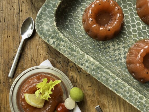 A tray of bloody mary jell-os