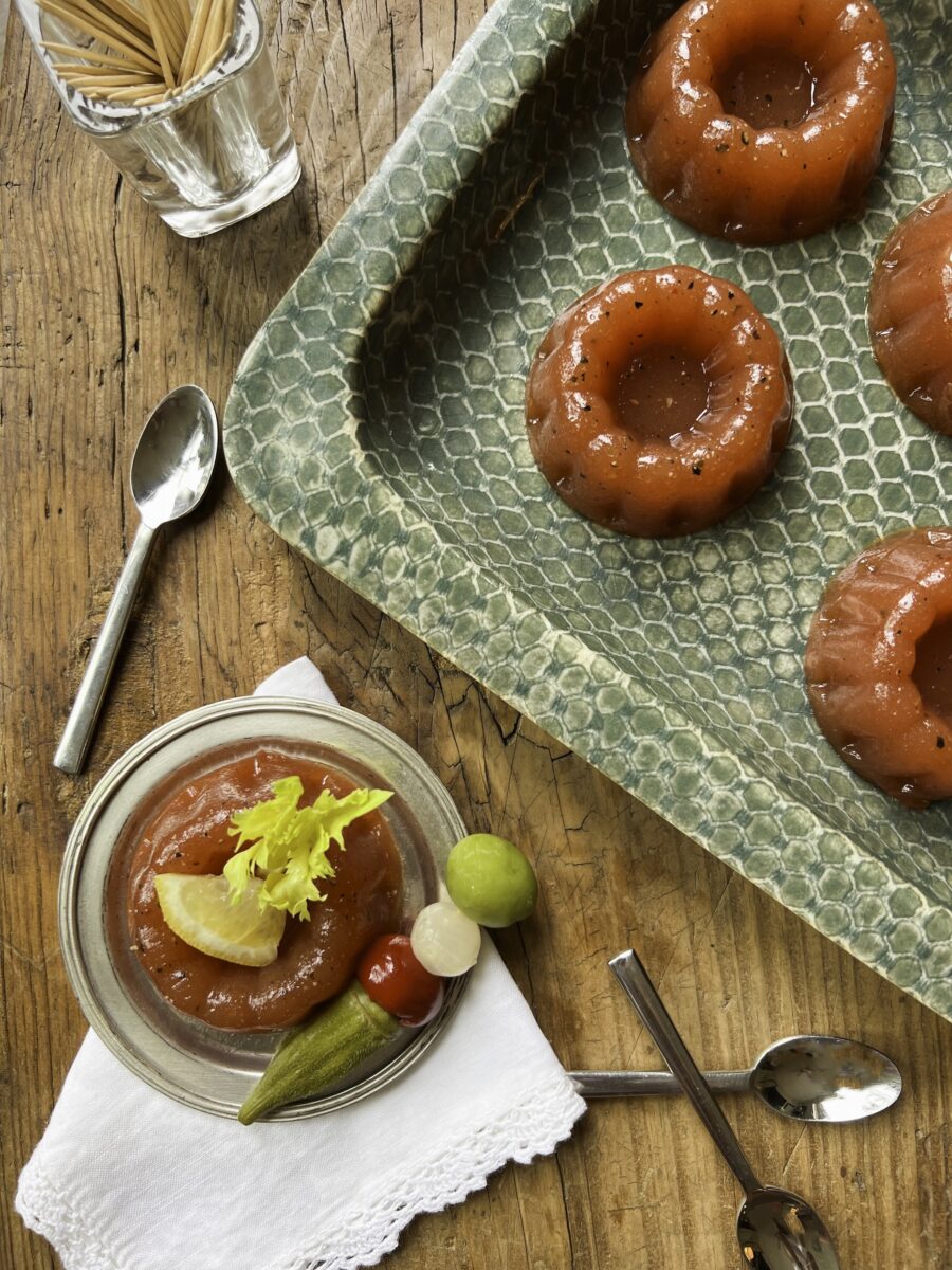 A tray of bloody mary jell-os