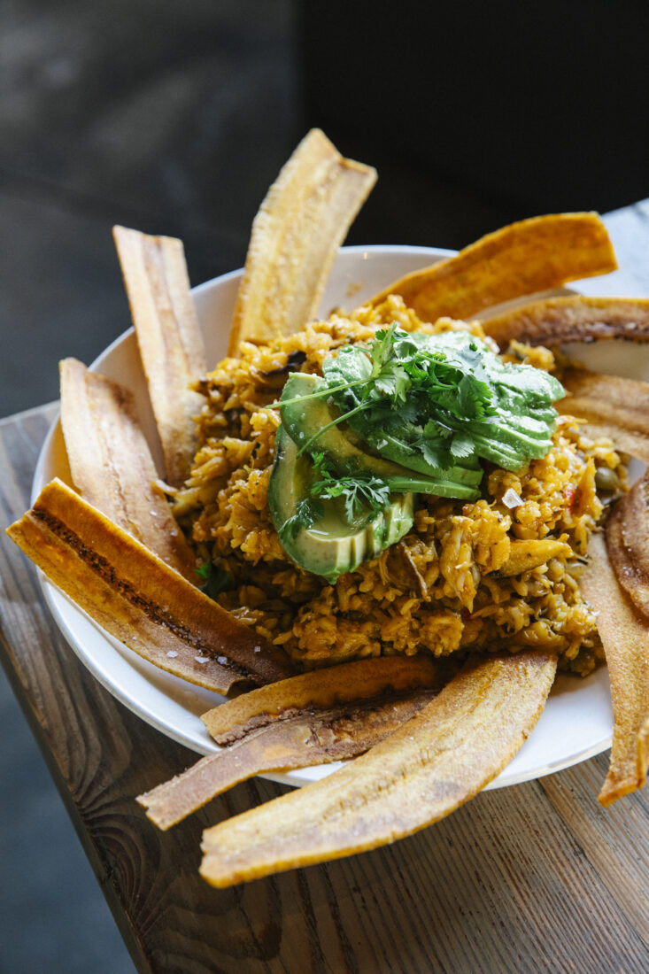 chips and dip on a plate