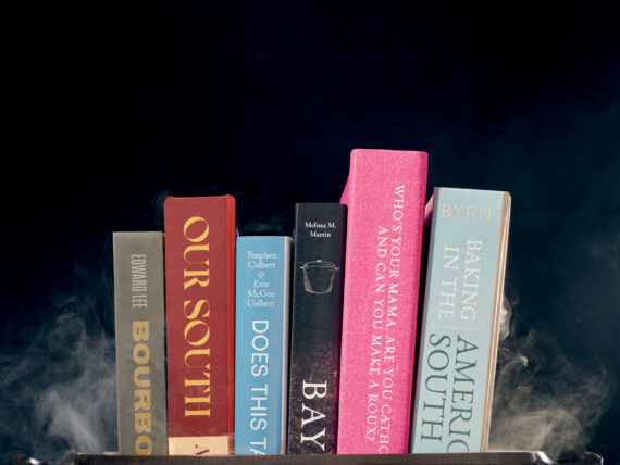 Cookbooks in a pot with smoke