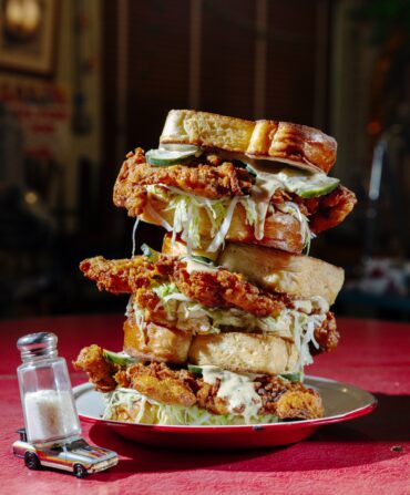 A stacked sandwich