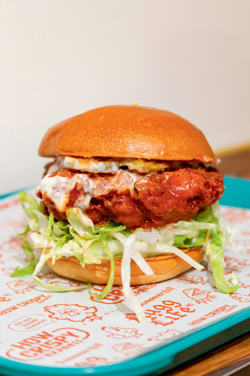 A saucy fried chicken sandwich