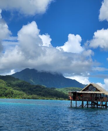 A stand in light blue water