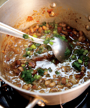 A pot of jambalaya on the stove.