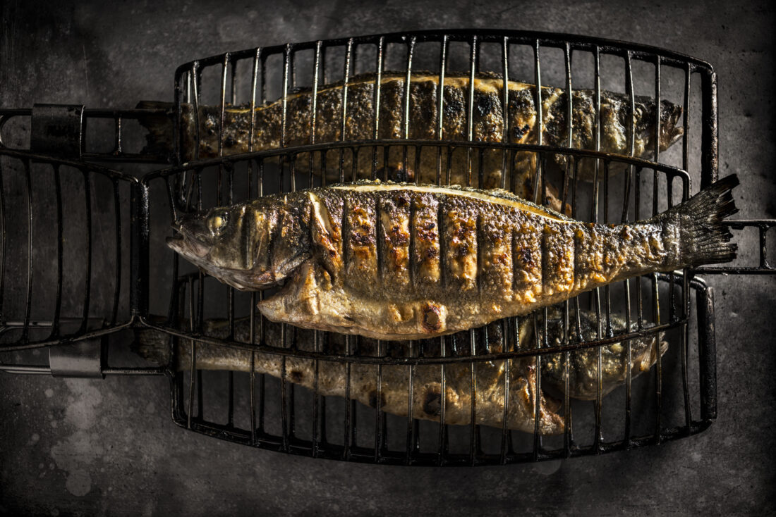 A whole fish on the grill