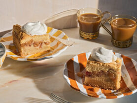 A spread of plated cake